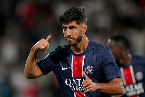 League 1, Paris Saint-Germain vs Montpellier: PSG's Marco Asensio celebrates after scoring his side's second goal